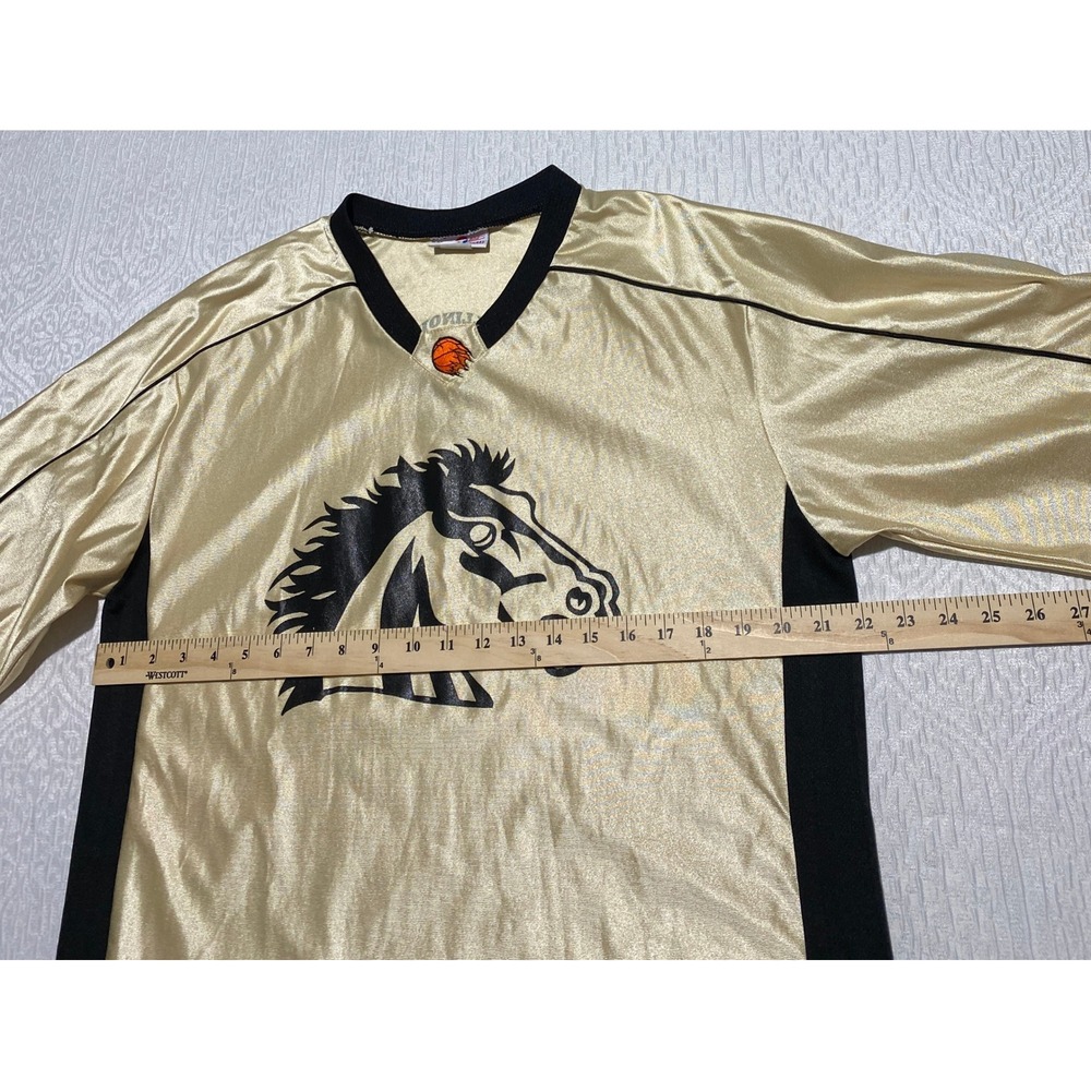 Vintage USA Teamwork Athletic Apparel Illinois Mustangs Jersey Gold Black L 42 - Picture 8 of 9